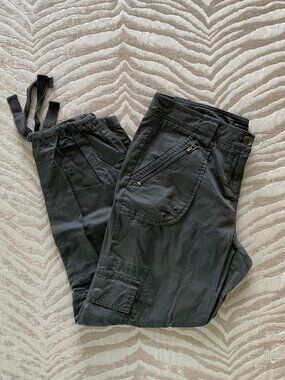 New York & Company Gray Utility Cargo Pants with Ankle Ties